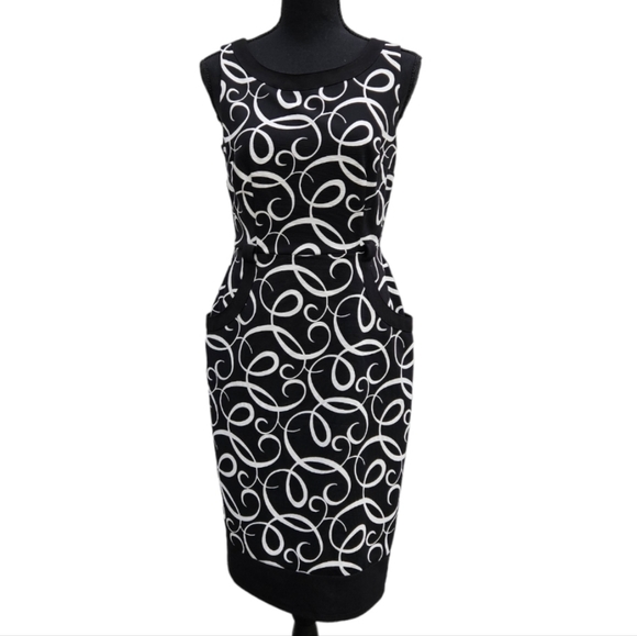 London Times Dresses & Skirts - London Times Sleeveless Black And White Dress With Pockets Size 4